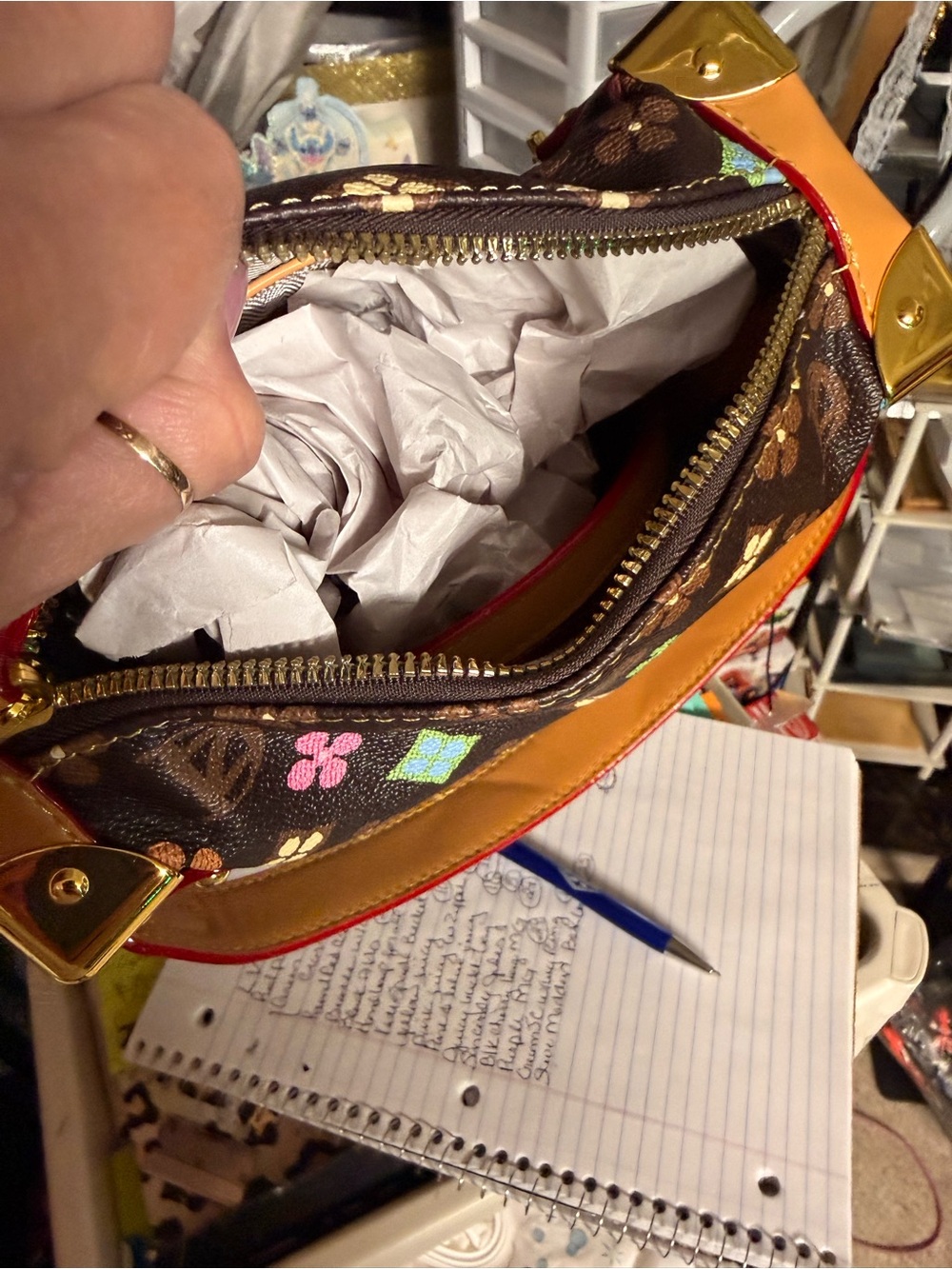 Multicolor Monogram Mini Pochette in Brown with Rainbow Accents - Picture 4 of 4